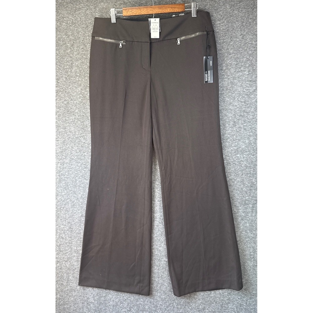 Express Editor Flare Pants Womens 12 R Brown NWT Studio Stretch Low Rise Manager